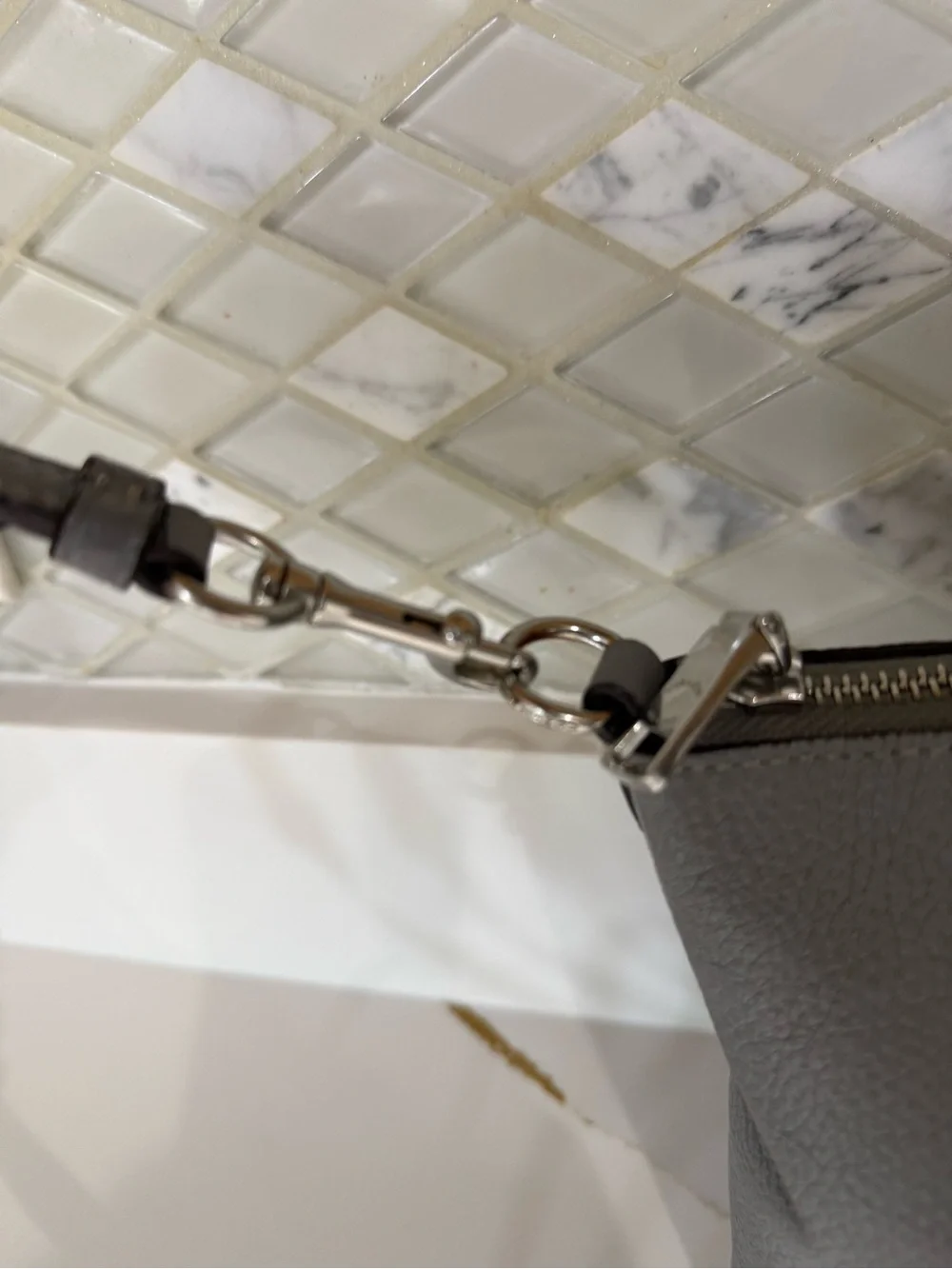 Coach Gray Pebbled Satchel Top Handle Bag w/ Detachable Strap & Wristlet